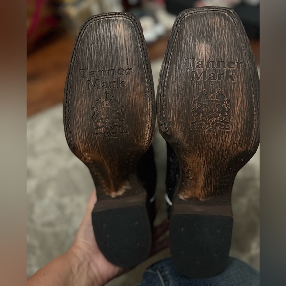 TANNER MARK COWBOY BOOTS 9.5 Black/white Shimmery Western Cowboy Boots NEW - Picture 7 of 13